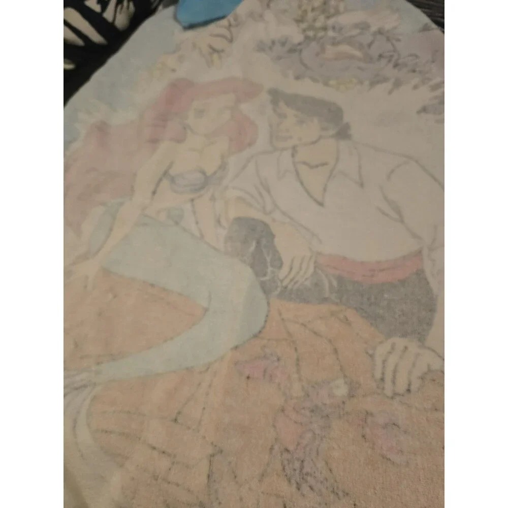 The Little Mermaid Vintage 90s Franco Disney Beach Towel 30x58 Triton Ursula